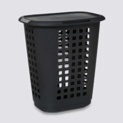Panier à Linge Plastique 63L, Gris Hugger