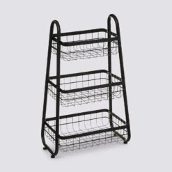 Desserte 3 Niveaux Triangle, Métal Noir Silver