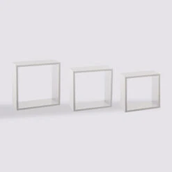 3 Grandes étagères Murales Cube, Blanc Fixy
