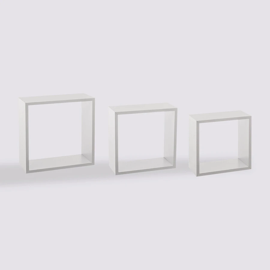 3 Grandes étagères Murales Cube, Blanc Fixy 3 3 Grandes étagères Murales Cube, Blanc Fixy