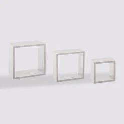 3 Petites étagères Murales Cube, Blanc Fixy