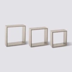 3 Grandes étagères Murales Cube, Effet Chêne Gris Fixy