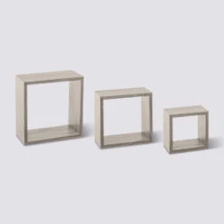3 Petites étagères Murales Cube, Effet Chêne Gris Fixy