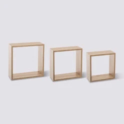 3 Grandes étagères Murales Cube, Effet Chêne Fixy