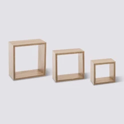 3 Petites étagères Murales Cube, Effet Chêne Fixy