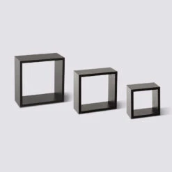 3 Petites étagères Murales Cube, Noir Fixy