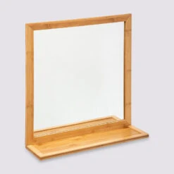 Miroir Avec Tablette 51x30 Cm Bambou
