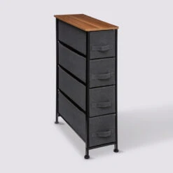 Rangement 4 Tiroirs Tissu, Gris Anthracite