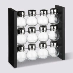 Support 12 Pots à épices Support, Noir