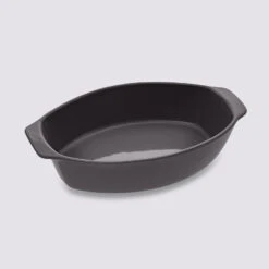 Plat Ovale 39x24cm , Gris Céramique