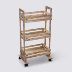 Desserte à Roulettes 3 étages En Bois Cagette