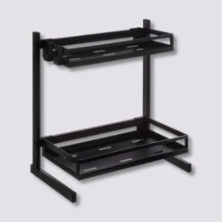 Petite étagère 2 Niveaux Métal, Noir