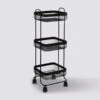Desserte Carrée à Roulettes 3 Niveaux, Métal Noir Mayaj -5five Soldes Boutique 01W002479A
