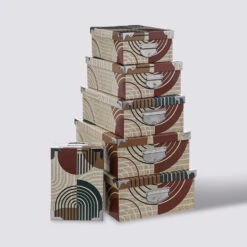 6 Boîtes Coin Métal, Beige Abstrait - Ancien Prix : 39,99€