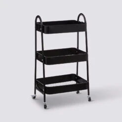 Desserte à Roulette 3 Niveaux, Métal Noir