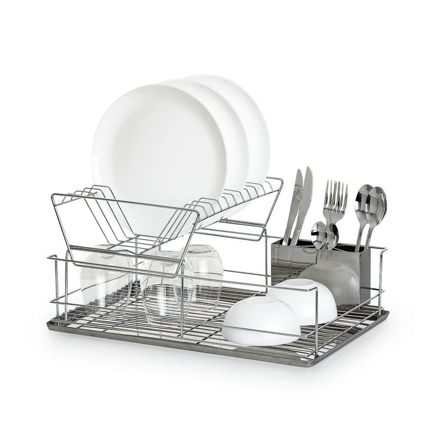 Égouttoir Acier 2 Niveaux Avec Plateau, Inox 3 Égouttoir Acier 2 Niveaux Avec Plateau, Inox – Image 2