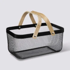 Corbeille En Métal 40x26 Cm, Noir Mayaj