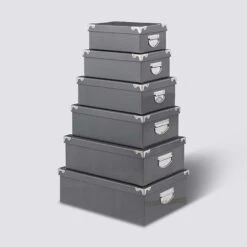 6 Boîtes Coin Métal, Gris