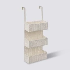 Étagère Porte 3 Paniers, Roseau Blanc Vannerie