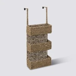 Étagère Porte 3 Paniers, Roseau Naturel Vannerie