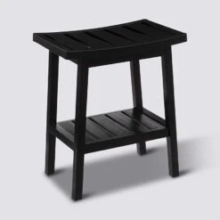 Tabouret Rangement, Noir Bambou